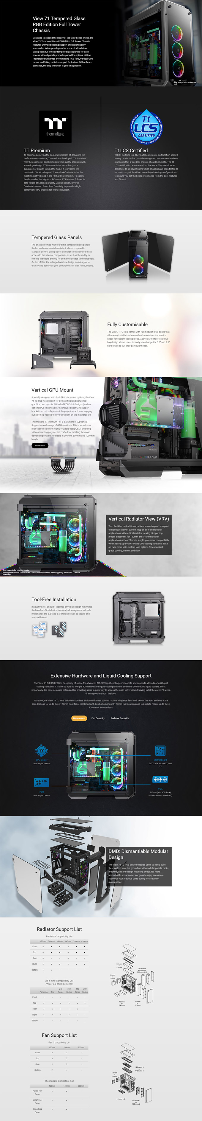 Thermaltake View 71 Tempered Glass RGB Edition táp nélküli ablakos Full ...