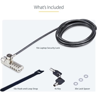 StarTech 10PK KSLOT LAPTOP LOCK 6.5FT COMPUTER CABLE LOCK