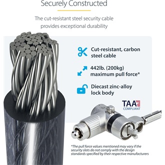 StarTech 10PK KSLOT LAPTOP LOCK 6.5FT COMPUTER CABLE LOCK