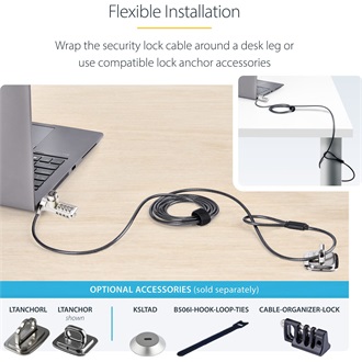 StarTech 10PK KSLOT LAPTOP LOCK 6.5FT COMPUTER CABLE LOCK