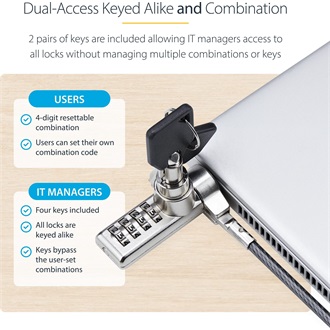 StarTech 10PK KSLOT LAPTOP LOCK 6.5FT COMPUTER CABLE LOCK