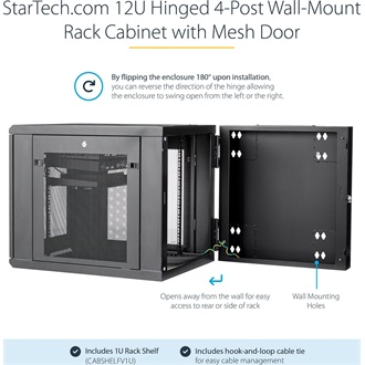 StarTech 12U SERVER RACK ENCLOSURE HINGE - WALL MOUNT NETWORK RACK