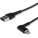 StarTech USB-A 2.0 -> Lightning M/M adatkábel 1m fekete egyenes/90°