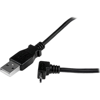 StarTech USB-A 2.0 -> USB-B 2.0 micro M/M adatkábel 1m fekete egyenes/90° fel