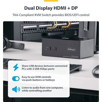 StarTech 2-PORT DISPLAYPORT + HDMI KVM DISPLAYPORT + HDMI 4K 60HZ