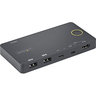 StarTech 2 PORT HYBRID USB-C KVM SWITCH KVM SWITCH - 4K 60HZ HDMI 2.0