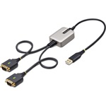 StarTech USB-A 2.0 -> 2db Serial RS-232 DB9 M/M adatkábel 0.6m fekete-szürke