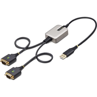 StarTech USB-A 2.0 -> 2db Serial RS-232 DB9 M/M adatkábel 0.6m fekete-szürke
