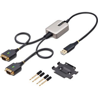 StarTech USB-A 2.0 -> 2db Serial RS-232 DB9 M/M adatkábel 0.6m fekete-szürke