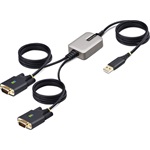 StarTech USB-A 2.0 -> 2db Serial RS-232 DB9 M/M adatkábel 4m fekete-szürke