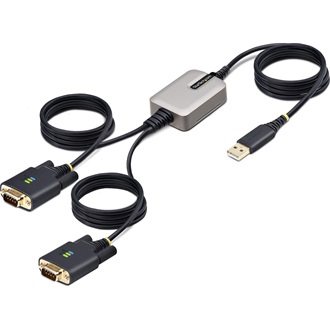 StarTech USB-A 2.0 -> 2db Serial RS-232 DB9 M/M adatkábel 4m fekete-szürke