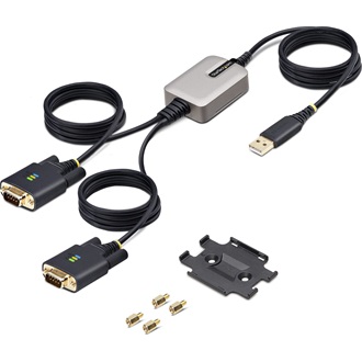 StarTech USB-A 2.0 -> 2db Serial RS-232 DB9 M/M adatkábel 4m fekete-szürke