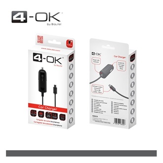 4-OK autós töltő 5W + fix microUSB kábel FEKETE