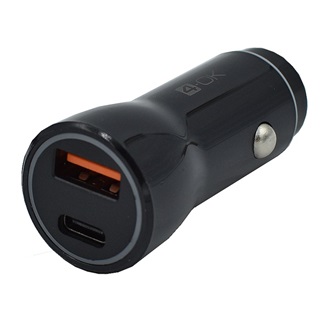 4-OK autós töltő USB+Type-C aljzat 20W, PD gyorstöltő, FEKETE