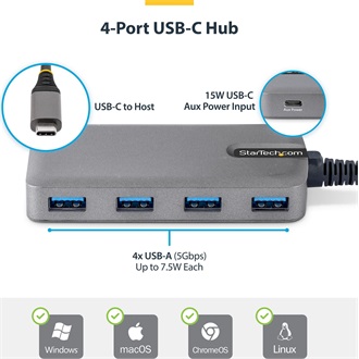 StarTech 4-PORT USB-C HUB 5GBPS HUB ADAPTER