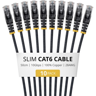 StarTech 50CM BLACK SLIM CAT6 PACK .