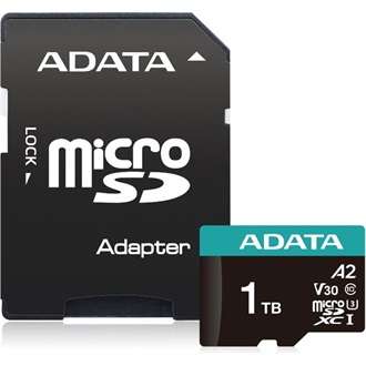 ADATA 1024GB Premier Pro (+adapter) UHS-1 U3  V30 A2 vízálló ütésálló microSDXC memóriakártya BOX fekete