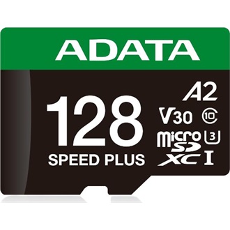 ADATA 128GB Speed Plus UHS-1 Class10 U3 V30 A2 vízálló ütésálló microSDXC memóriakártya BOX fekete