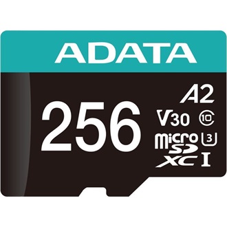 ADATA 256GB Premier Pro (+adapter) UHS-1 U3  V30 A2 vízálló ütésálló microSDXC memóriakártya BOX fekete