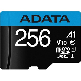 ADATA 256GB Premier (+adapter) UHS-1 Class10 V10 microSDXC memóriakártya BOX fekete