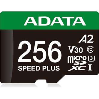 ADATA 256GB Speed Plus UHS-1 Class10 U3 V30 A2 vízálló ütésálló microSDXC memóriakártya BOX fekete