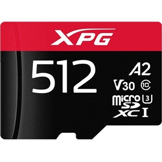 ADATA 512GB XPG UHS-1 Class10 U3 V30 A2 microSDXC memóriakártya BOX fekete-piros