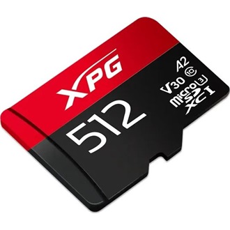ADATA 512GB XPG UHS-1 Class10 U3 V30 A2 microSDXC memóriakártya BOX fekete-piros