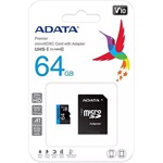 ADATA 64GB Premier (+adapter) UHS-1 Class10 V10 microSDXC memóriakártya BOX fekete