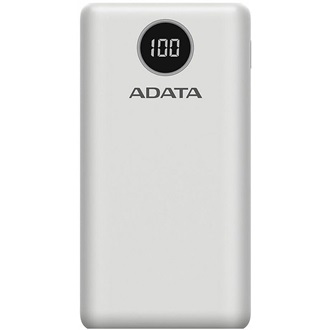 ADATA P20000QCD 20000mAh LiPo powerbank fehér (QC3.0, PD3.0, LCD)