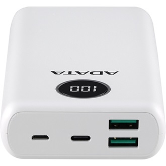 ADATA P20000QCD 20000mAh LiPo powerbank fehér (QC3.0, PD3.0, LCD)