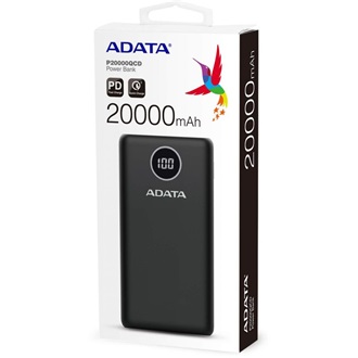 ADATA P20000QCD 20000mAh LiPo powerbank fekete (QC3.0/PD3.0)