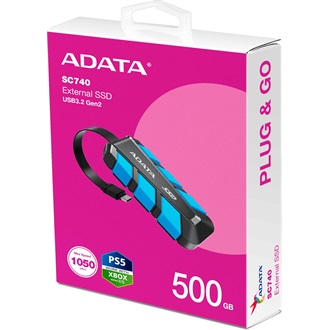 ADATA SC740 500GB USB-C 3.2 Gen2 ütésálló külső SSD kék-fekete
