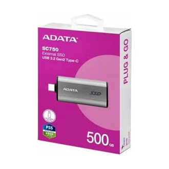 ADATA SC750 500GB USB-C 3.2 Gen2 külső SSD szürke-fekete