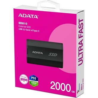 ADATA SD810 2TB USB-C 3.2 Gen2×2 vízálló ütésálló külső SSD fekete