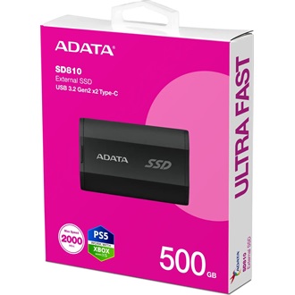 ADATA SD810 500GB USB3.2 Gen2×2 C vízálló ütésálló külső SSD fekete