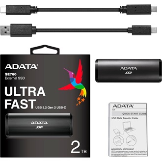 ADATA SE760 2TB USB3.2 Gen2 C M.2 2280 külső SSD fekete