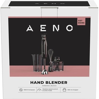 AENO Hand Blender HB3: 1000W, Smooth speed control, 0.5L Chopper, 2L Food processor,  Whisk, 0,6L Measuring jar