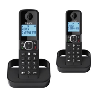 ALCATEL F860 DUO telefon készülék (vezeték nélküli, 1 bázis, 2 kézibeszélő, kijelző, DECT) FEKETE