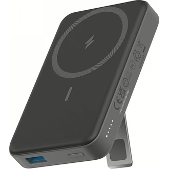 ANKER MagGo powerbank Type-C aljzat (10000mAh, 15W, gyorstöltő, mágneses, wireless, kitámasztó, LED kijelző) FEKETE