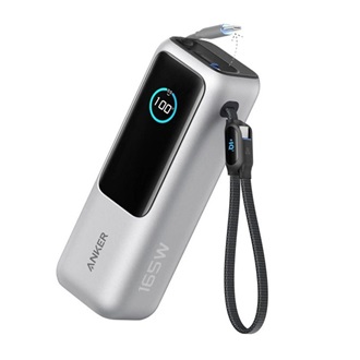 ANKER PRIME powerbank Type-C+USB aljzat (25000mAh, 165W, gyorstöltő + fix 2db Type-C kábel) EZÜST