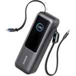 ANKER Zolo powerbank USB+Type-C aljzat (25000mAh, 165W, gyorstöltő, LED kijelző + felcsévélhető Type-C kábel) FEKETE