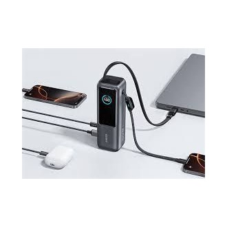 ANKER Zolo powerbank USB+Type-C aljzat (25000mAh, 165W, gyorstöltő, LED kijelző + felcsévélhető Type-C kábel) FEKETE