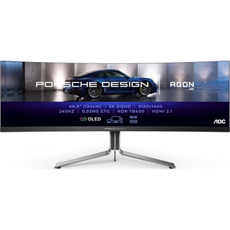 AOC PD49 49" ívelt Quantum Dot OLED gaming monitor ezüst-fekete 240Hz