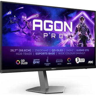 AOC Agon AG276QZD2 27" Quantum Dot OLED gaming monitor fekete 240Hz