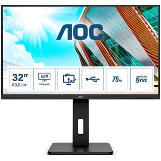 AOC U32P2 31.5" VA LED monitor fekete