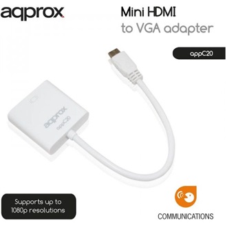 Approx APPC20 HDMI mini C -> VGA M/F adapter 0.2m fehér