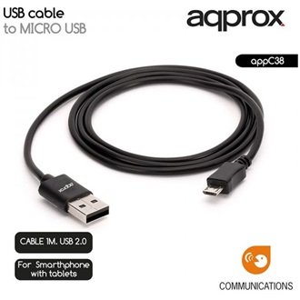 Approx APPC38 USB-A 2.0 -> USB-B 2.0 micro M/M adatkábel 1m fekete