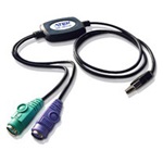 Aten USB-A 2.0 -> 2db PS/2 M/F adapter hosszabbító 0.9m