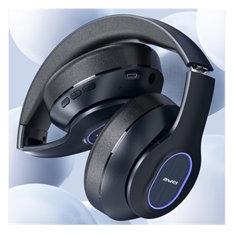 AWEI A100BL bluetooth fejhallgató SZTEREO v5.0, LED fény, FEKETE