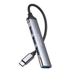 AWEI CL-150T Type-C HUB 4in1 elosztó, 13cm, FEKETE